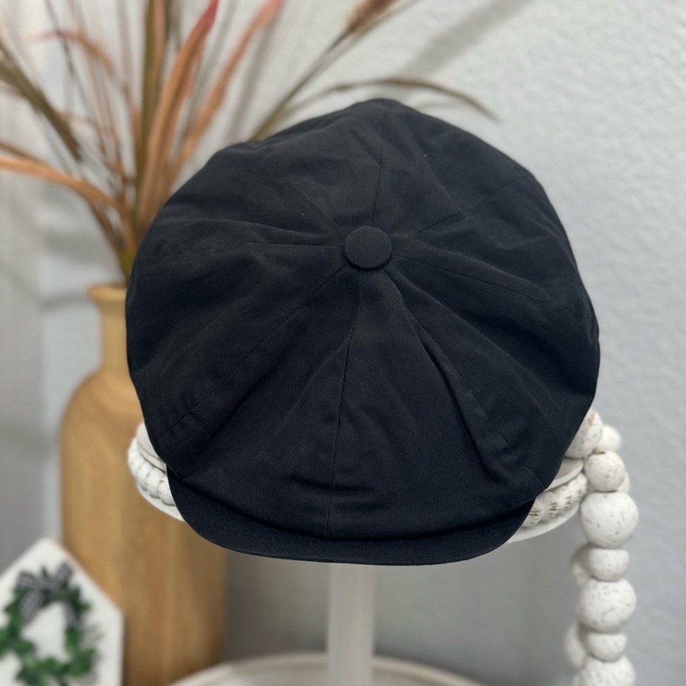 Stefeno Hat Black News Boy Paper Boy Cabby Hat Cap Large Cotton Made In Italy